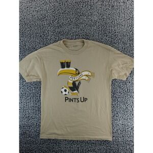 NO PITY Portland Pints Up Toucan Soccer Graphic T Shirt Size L Tan